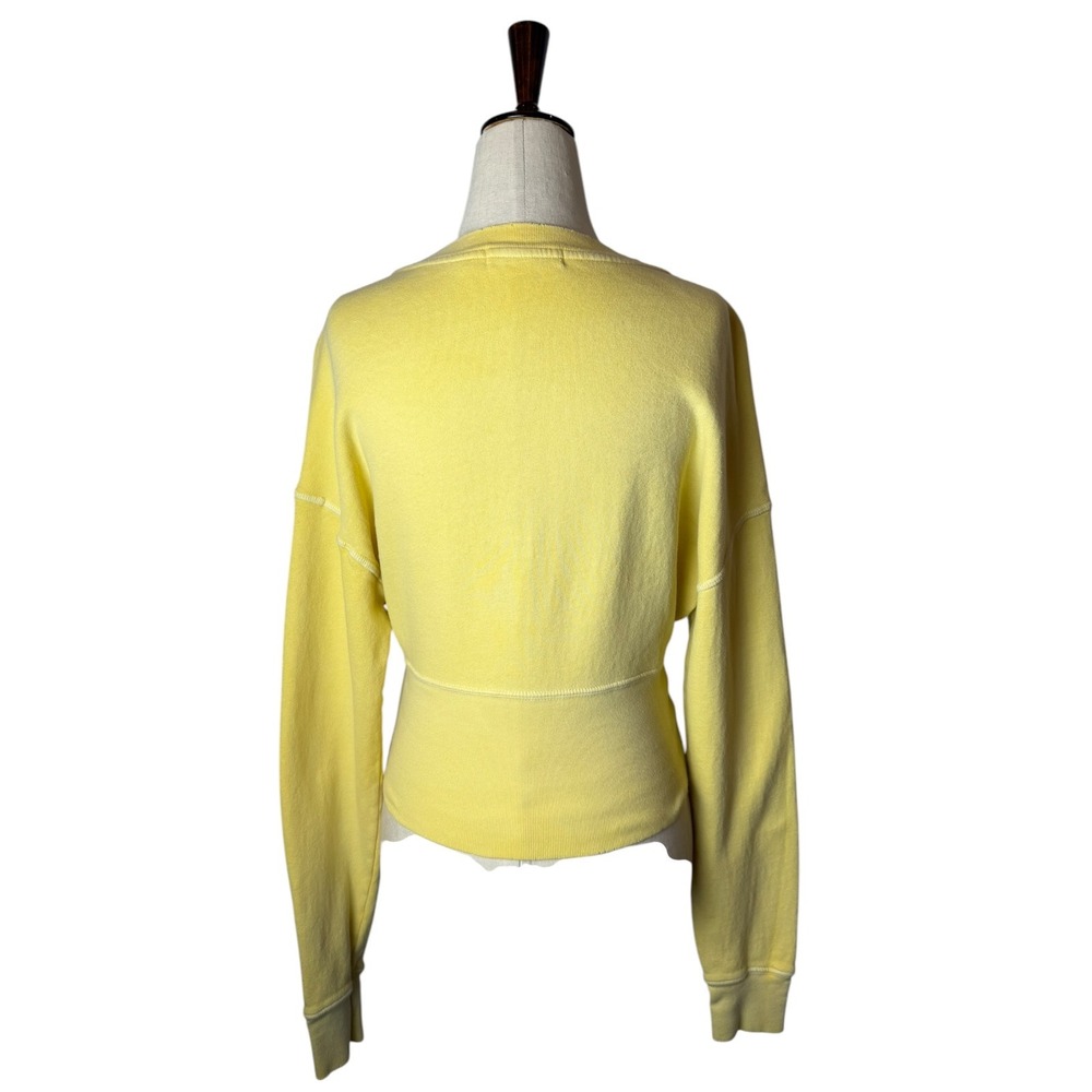 n:PHILANTHROPY Reeves Sweatshirt Women Small Yellow Crop Distressed Streetwear - Picture 3 of 15